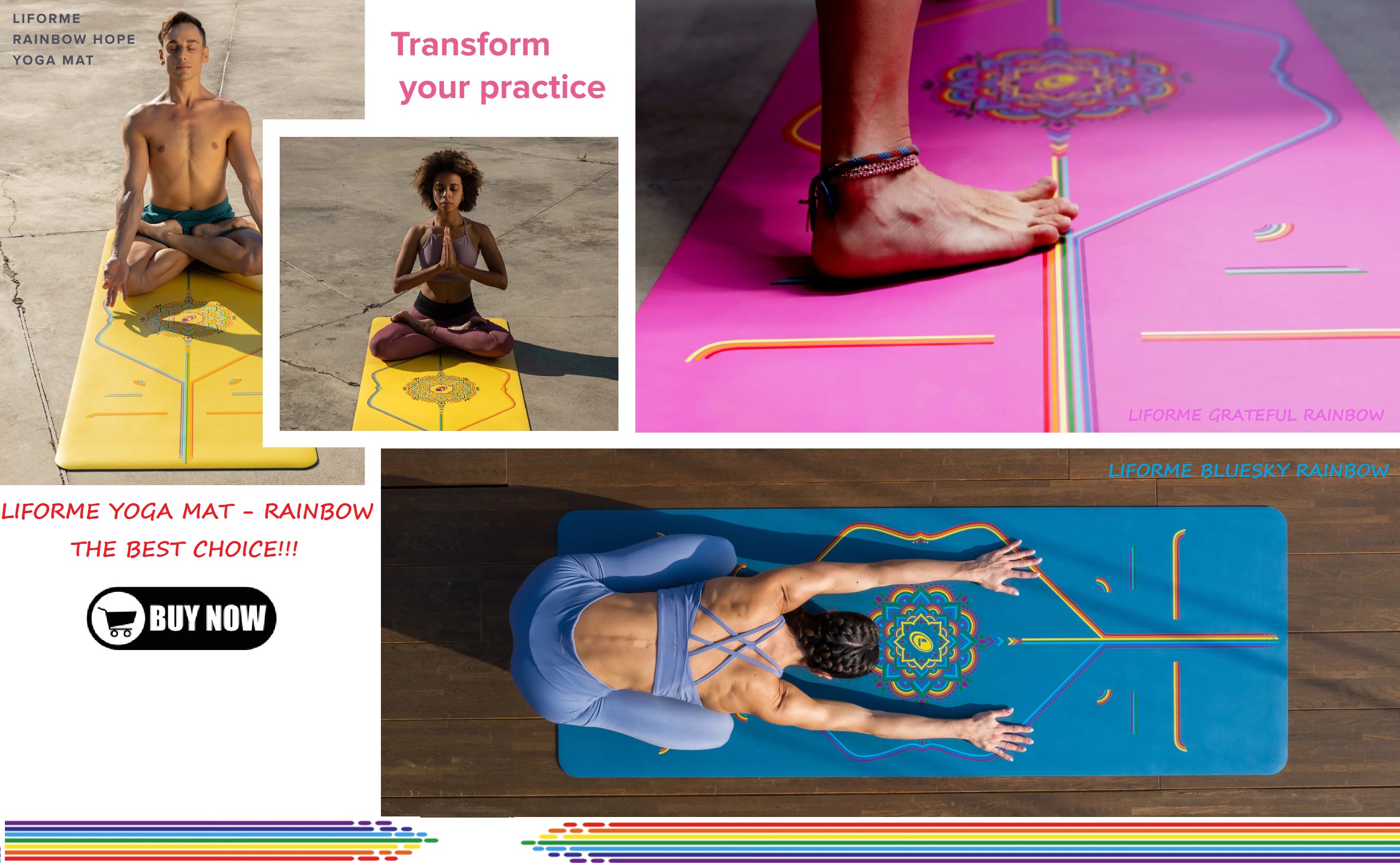 BANNER LIFORME YOGA MAT RAINBOW (CẦU VỒNG)